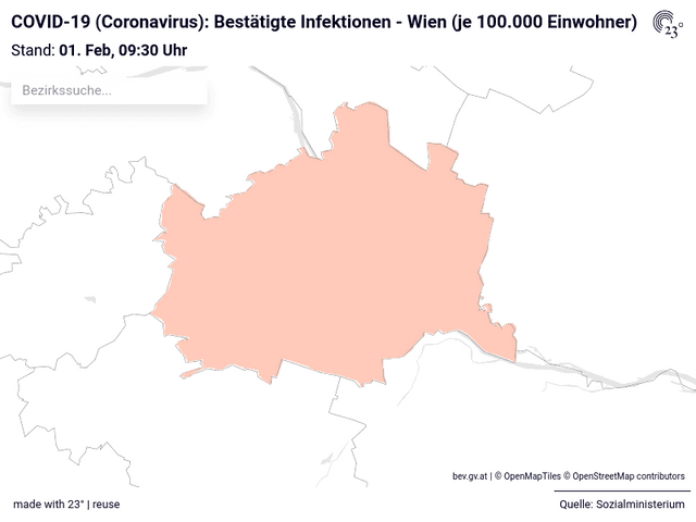 COVID-19 (Coronavirus): Bestätigte Infektionen - Wien (je 100.000 Einwohner)