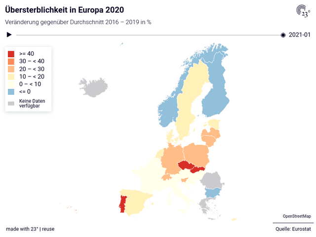 Übersterblichkeit in Europa 2020