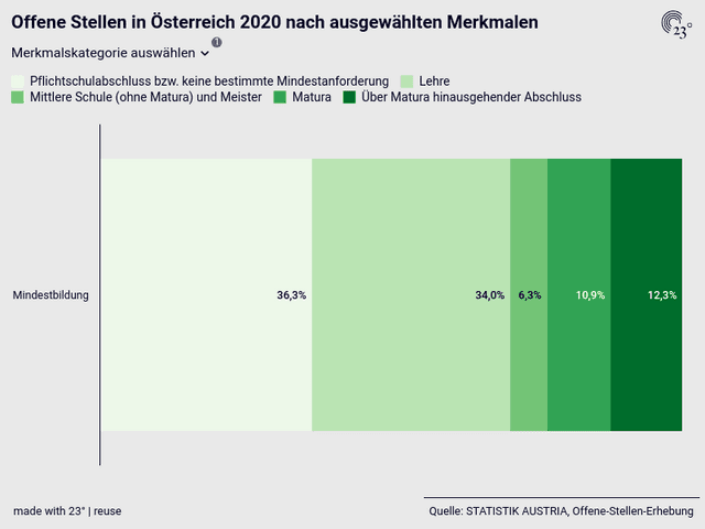 Offene Stellen in Österreich 2020 nach ausgewählten Merkmalen