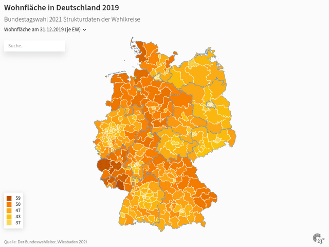 Wohnfläche in Deutschland 2019