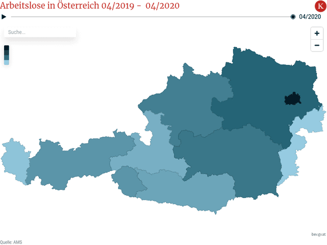 Arbeitslose in Österreich 04/2019 -  04/2020 