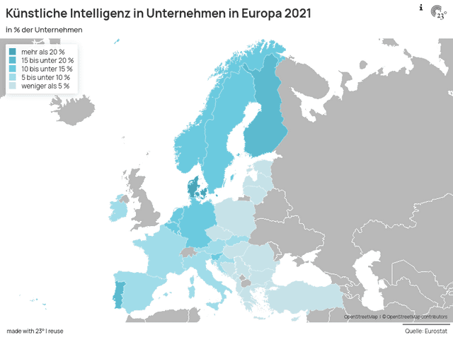 Künstliche Intelligenz in Unternehmen in Europa 2021