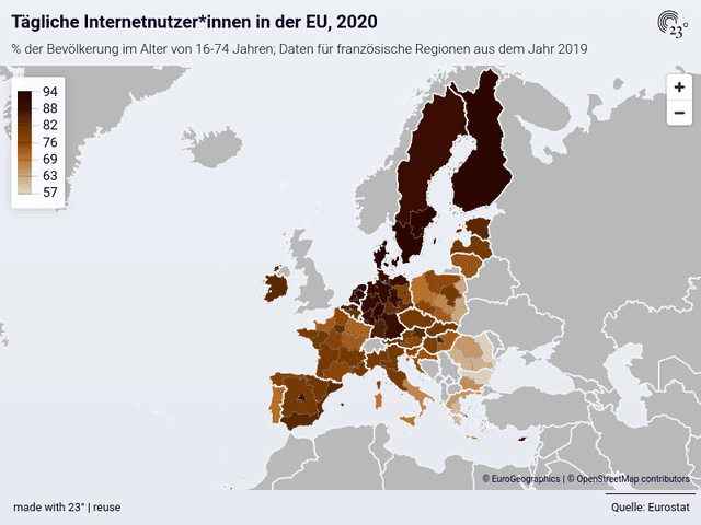 Tägliche Internetnutzer*innen in der EU, 2020