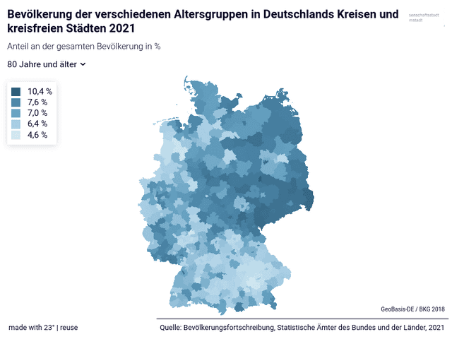 Bevölkerung der verschiedenen Altersgruppen in Deutschlands Kreisen und kreisfreien Städten 2021