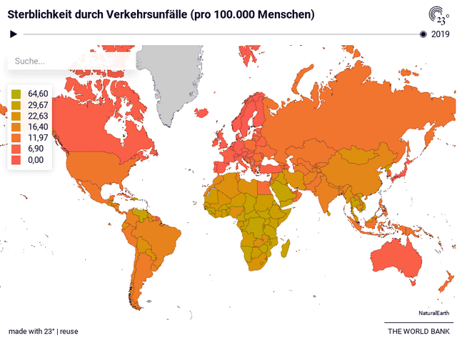 Sterblichkeit durch Verkehrsunfälle (pro 100.000 Menschen)