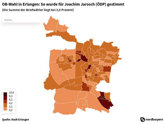 OB-Wahl in Erlangen: So wurde für Joachim Jarosch (ÖDP) gestimmt
