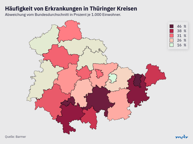 Häufigkeit von Erkrankungen in Thüringer Kreisen