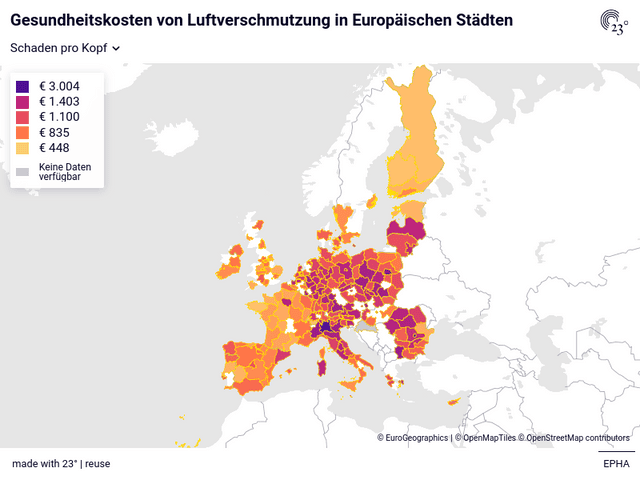 Gesundheitskosten von Luftverschmutzung in Europäischen Städten 