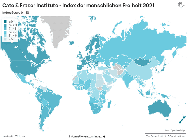 Cato & Fraser Institute - Index der menschlichen Freiheit 2021