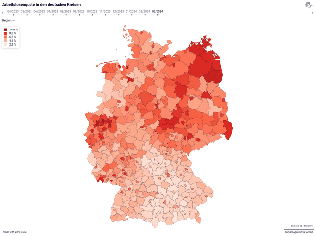 Arbeitslosenquote in den deutschen Kreisen