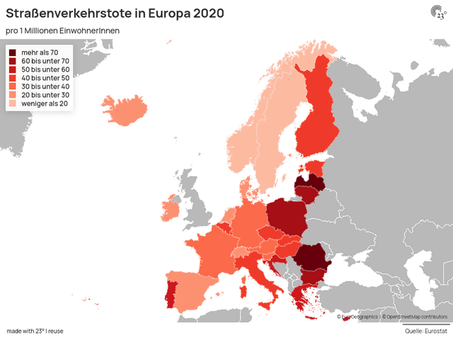 Straßenverkehrstote in Europa 2020