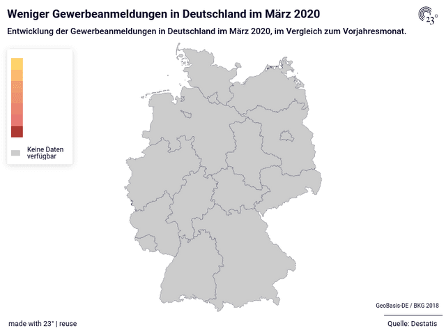 Weniger Gewerbeanmeldungen in Deutschland im März 2020