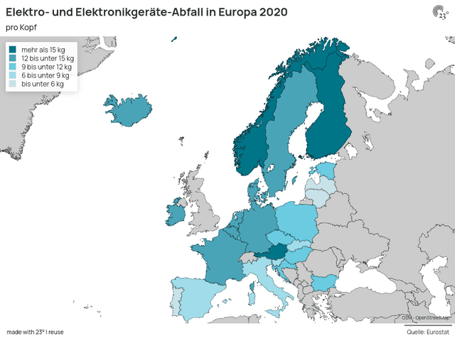 Elektro- und Elektronikgeräte-Abfall in Europa 2020