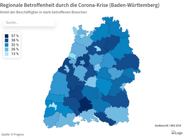 Regionale Betroffenheit durch die Corona-Krise (Baden-Württemberg)