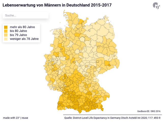 Lebenserwartung von Männern
In Deutschland 2015-2017