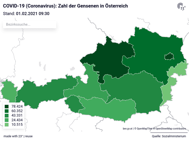 COVID-19 (Coronavirus): Zahl der Gensenen in Österreich