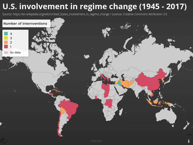U.S. involvement in regime change (1945 - 2017)