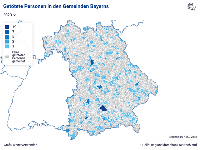 Getötete Personen in den Gemeinden Bayerns