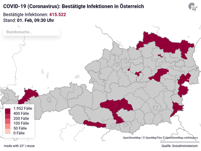 COVID-19 (Coronavirus): Bestätigte Infektionen in Österreich