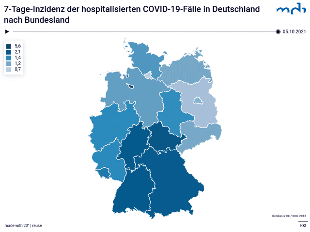 7-Tage-Inzidenz der hospitalisierten COVID-19-Fälle in Deutschland nach Bundesland