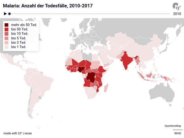 Malaria: Anzahl der Todesfälle, 2010-2017