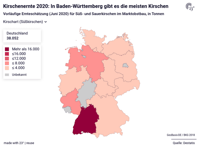 Kirschenernte 2020: In Baden-Württemberg gibt es die meisten Kirschen