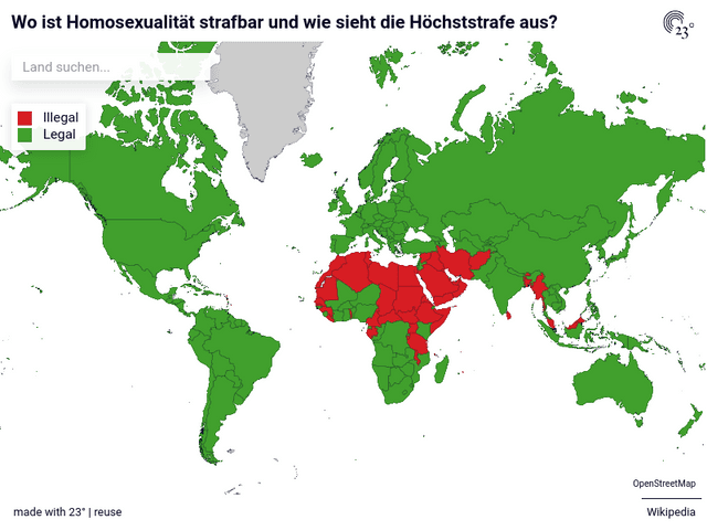Homosexualität weltweit - Strafbar oder nicht, mit Höchststrafe