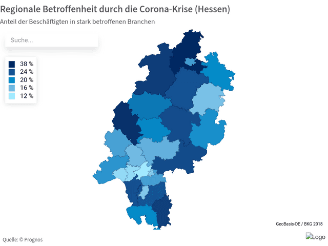 Regionale Betroffenheit durch die Corona-Krise (Hessen)
