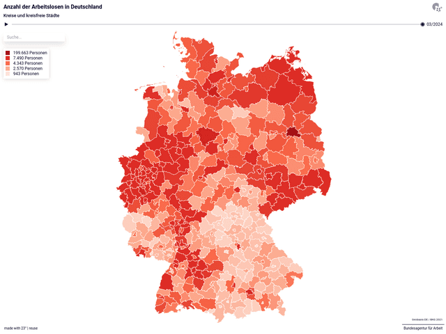 Anzahl der Arbeitslosen in Deutschland