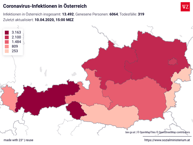 Coronavirus-Infektionen in Österreich